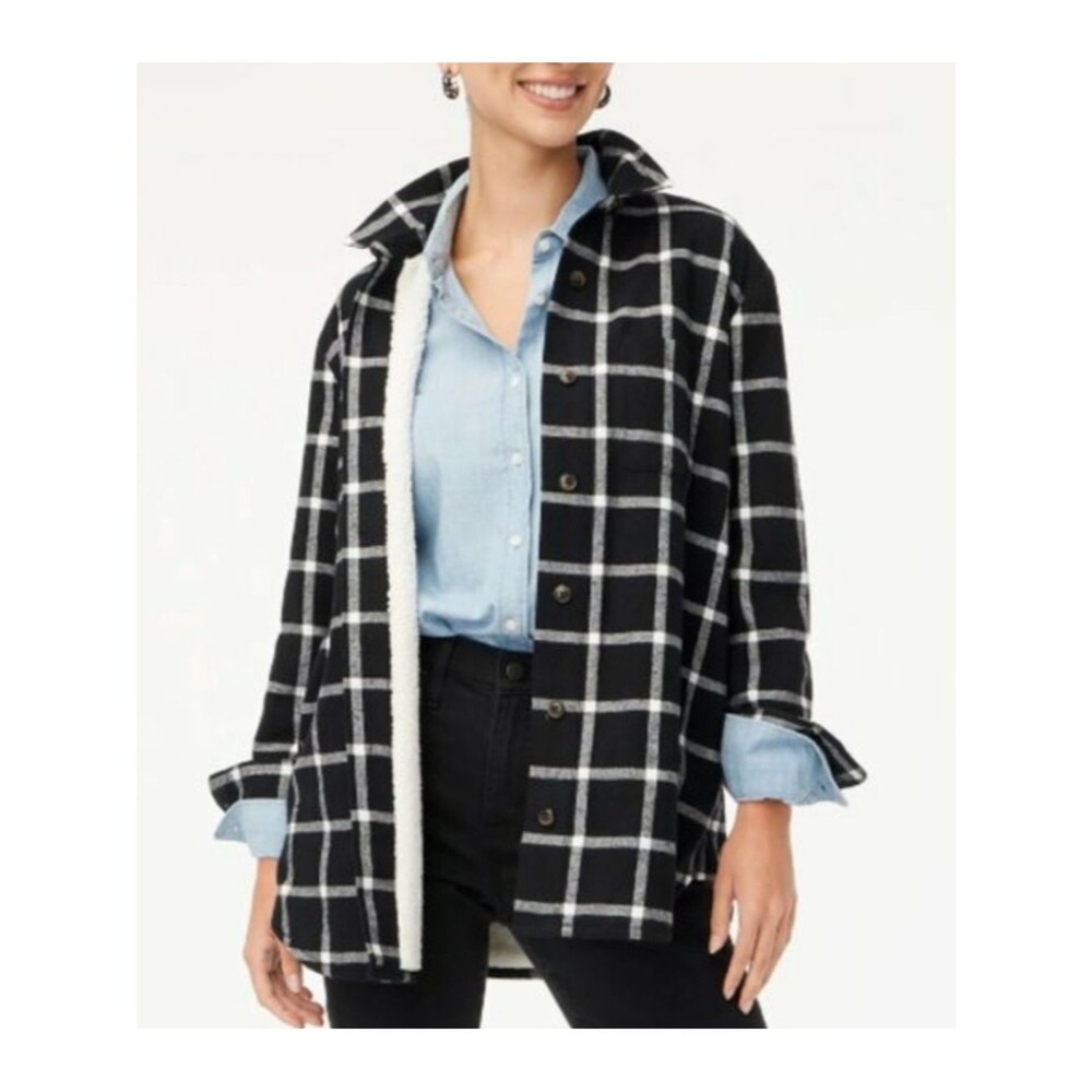 J. Crew Factory Sherpa Lined Plaid Shirt Jacket Medium